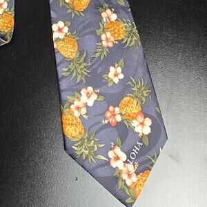 Tropical Hawaii Aloha Pineapple Hibiscus Tie